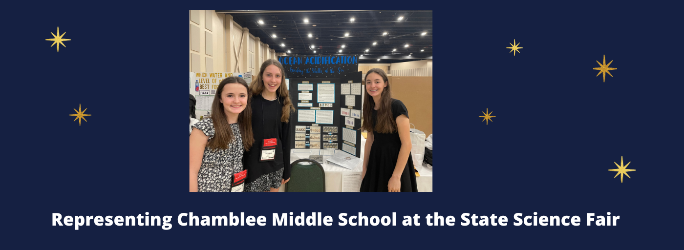 Three students attend the Georgia State Science Fair. 